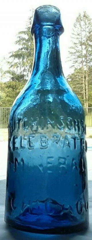 Hutchinson & Co Celebrated Mineral Water Chicago / Pontiled - Cobalt - Blue Soda