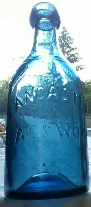 Lancaster Glass York / Iron Pontiled Cobalt Blue Soda