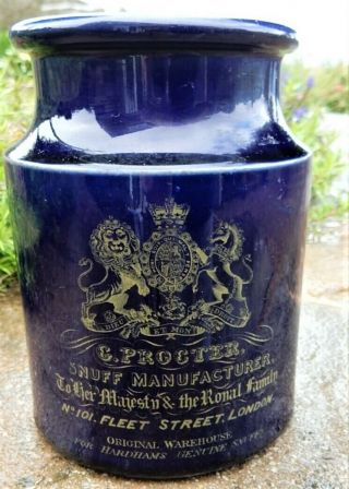 Mid Victorian Snuff Manufacturer London G Procter Stoneware Pot Jar Tobacco