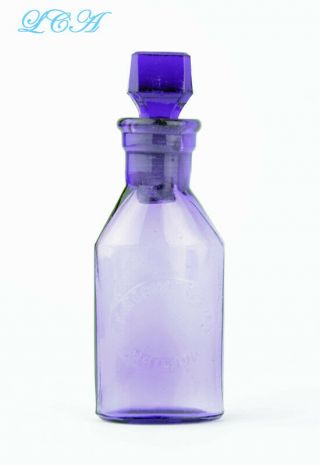 Tiny Half 1/2 Oz F E Morgan Philada Antique Pure Purple Bottle W/ Glass Stopper