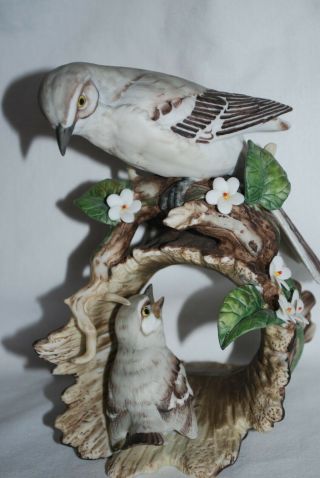 1979 Homco Home Interior Mockingbird & Baby Bird Masterpiece Porcelain Figurine
