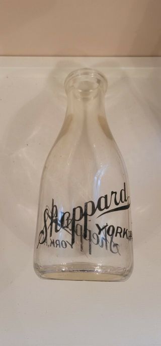 Quart Black Pyro Sheppards Farm Dairy York Pa Co Penn Milk Bottle