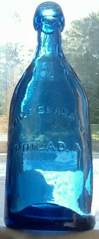 Dyottville Glass Philad.  A Pontiled - Cobalt - Blue Soda