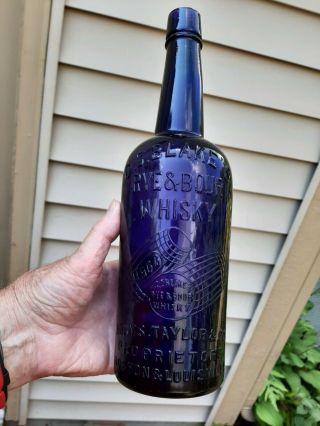 Deep Purple G.  O.  Blakes Rye & Bourbon Whiskey Bottle Pre Pro Blown Barrel Grphcs