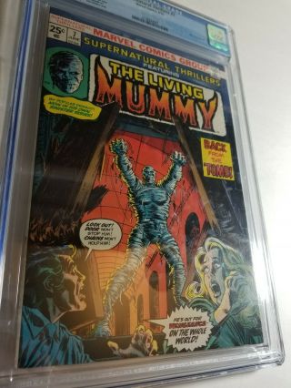 SUPERNATURAL THRILLERS 7 CGC 9.  2 WHITE PAGES LIVING MUMMY MARVEL COMICS 1974 2