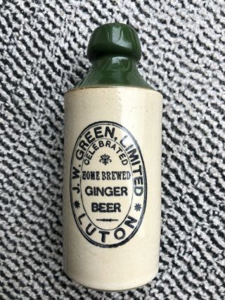 Vintage Green Top Immaculate Ginger Beer Bottle - J.  W.  Green Ltd - Luton