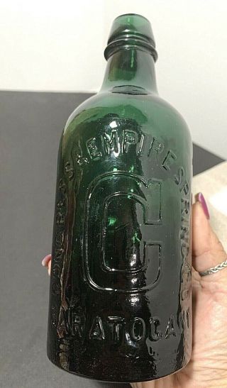 Antique Dark Green Congress & Empire Spring Co.  Saratoga,  N.  Y.  Water Bottle