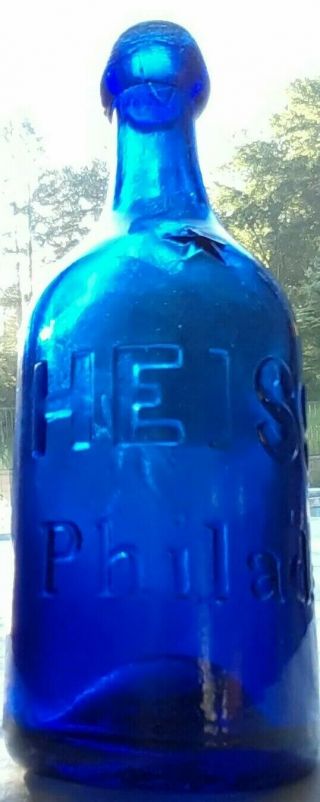 Rarer  Heiss / Philadelphia  Iron Pontiled  Cobalt Sodas
