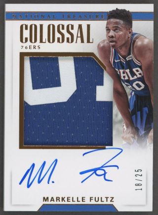 2017 - 18 National Treasures Colossal Markelle Fultz Rpa Rc Rookie Patch Auto /25