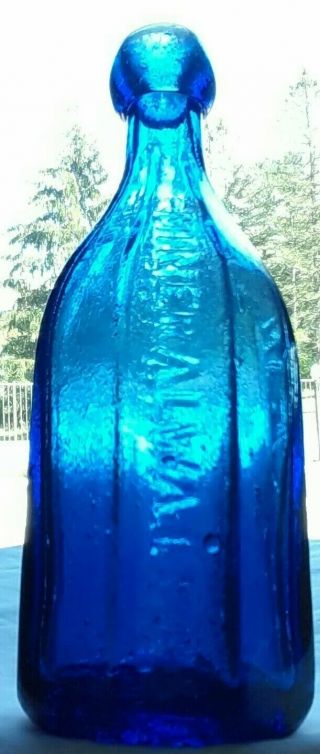 PONTILED BOARDMAN COBALT - BLUE SODA WATER BOTTLES 3