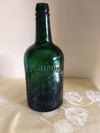 Antique Congress & Empire Spring Co Saratoga Ny Dark Teal Green Watter Bottle