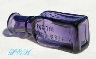 Tiny Antique Sozodont For The Teeth Sample Bottle Pretty Purple Blown Glass