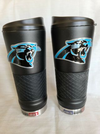 2 Carolina Panthers 24 Oz.  Stainless Steel Vacuum Insulated Travel Coffee Mug