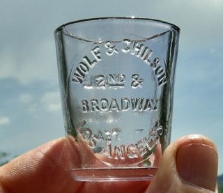 1900 Los Angeles California Xrare R5 Of 5 " Wolf & Chilson " Drug Store Dose Glass