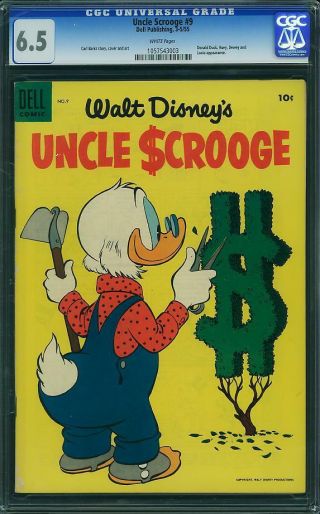 Uncle Scrooge 9 Cgc 6.  5 - W Pages - 3 - 5/55 1955 Carl Barks Art And Story