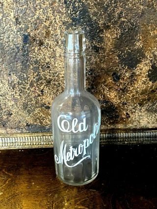 Antique Saloon Back Bar Old Metropolitan Whiskey Bottle - Pre - Prohibition