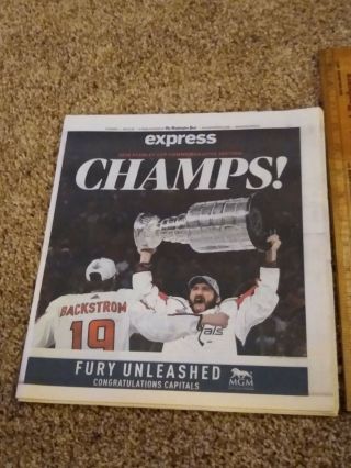 Washington Capitals Stanley Cup Champions Express Newspaper Ovechkin Hockey