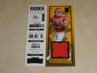 2017 Panini Contenders Rookie Ticket Green Jersey Patrick Mahomes Ii Rookie Rc