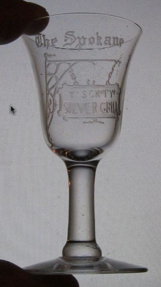 The Spokane Silver Grill Washington Pre Prohibition Picture Stemware Shot Glass