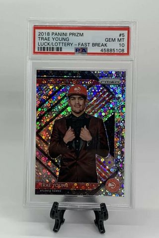 2018 Panini Prizm Trae Young Luck Of The Lottery Fast Break Psa 10 Gem Rookie