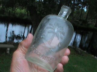 South Carolina Dispensary Green Half Pint Palmetto Tree Strap Side Union Flask
