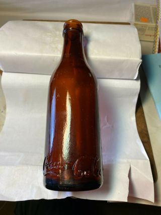 Pre 1909 Rockwood,  Tenn.  Amber Heel Coca - Cola Straight Side Bottle Lbs 17
