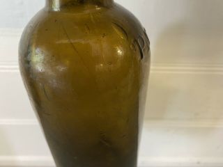 Dyottville Glass Philadelphia Yellow Olive Patent Whiskey Bottle Pontil 3