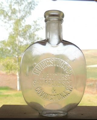 Western Pumpkinseed Whiskey Flask Livingston & Co.  San Francisco California