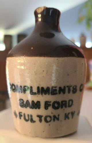 Fulton Kentucky,  Miniature Adverting Whiskey Jug,  Compliments Of Sam Ford