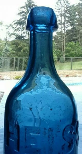 HEISS PHILADA pontiled cobalt - blue soda water 3