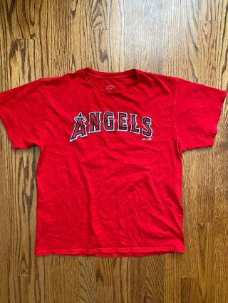 La Angels Baseball Mike Trout Red Kids T Shirt Jersey Style Size Xl (18/20)