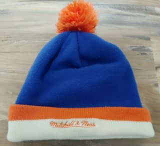 York Knicks Pom Pom Beanie Winter Hat One Size Orange,  White,  Blue 2