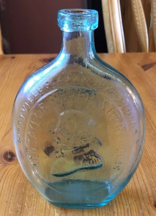 General Taylor Washington Pint Flask Bottle Dyottville Glass Antique 1850s