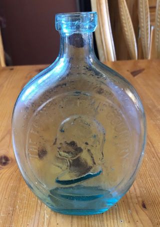 General Taylor Washington Pint Flask Bottle Dyottville Glass Antique 1850s 2