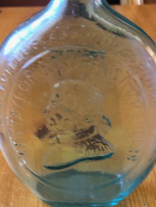 General Taylor Washington Pint Flask Bottle Dyottville Glass Antique 1850s 3