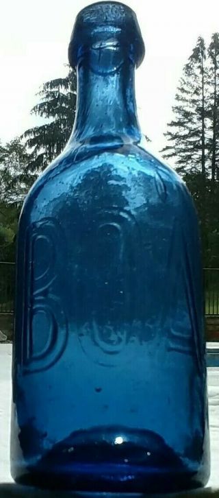 Rare - - Boardman York Cobalt - Blue Pontiled Soda Water Bottle