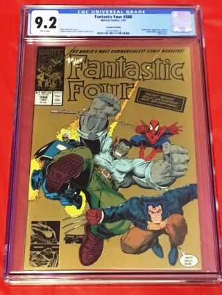 Fantastic Four 348 Cgc 9.  2 Gold Spider - Man Hulk Adams Thibert Simonson 1991
