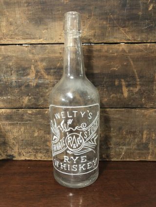 Rare P.  Welty’s Private Stock Rye Whiskey Bottle From Wheeling West Virginia