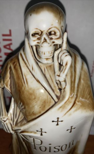 Vintage Schafer Vater Grim Reaper /Skeleton Poison Decanter No Plug 3