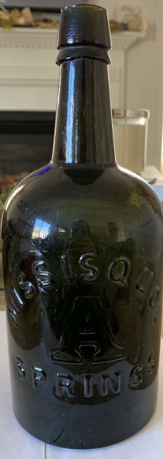 Antique Missisquoi A Springs Vermont? Dark Green Bottle 1800’s