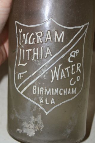 Ingram Lithia Water Co.  Birmingham Alabama Bottle Embossed Blob Ala Al Rare