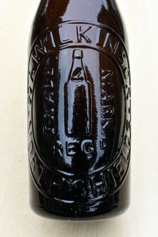 Vintage Wilkinson North Shields Codd Bottle Pic Black Glass Ginger Beer Bottle