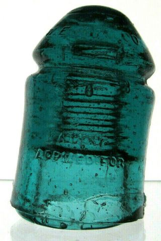 Cd 126.  4 Teal Blue W.  E.  Mfg.  Co.  Antique Glass Telegraph Insulator Bubbly L1