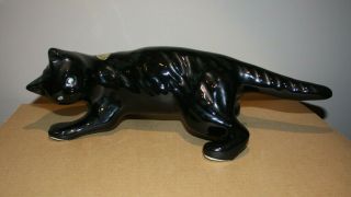 Vintage Camark Ceramic Black Cat With Sticker / Label 16 Inches Long