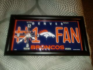 Denver Broncos 1 Fan Clock Framed License Plate Picture Nfl Football