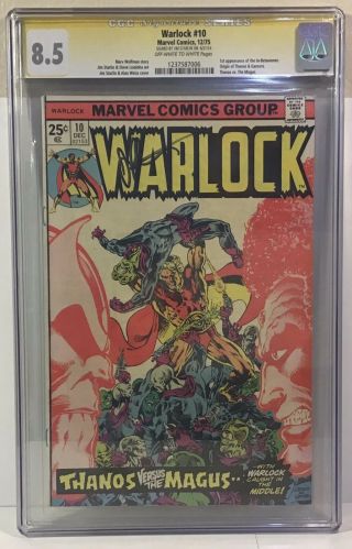 Warlock 10 (cgc 8.  5 Signed By Jim Starlin) Origin Of Thanos & Gamora