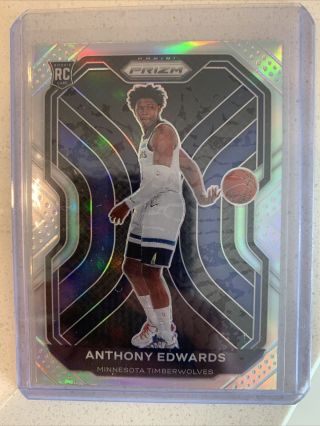 2020 Anthony Edwards Panini Prizm Silver Rookie Card - Nicely Centered