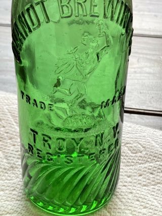 Antique Embossed Emerald Quandt Brewing Co.  Troy NY Green Rare 2