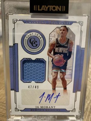 Ja Morant 2020 - 21 National Treasures Game Gear Game Worn Patch Auto 47/49