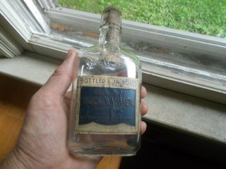 1915 Dated Guckenheimer Freeport,  Pa 1/2 Pt Whiskey Flask With Labels & Stopper